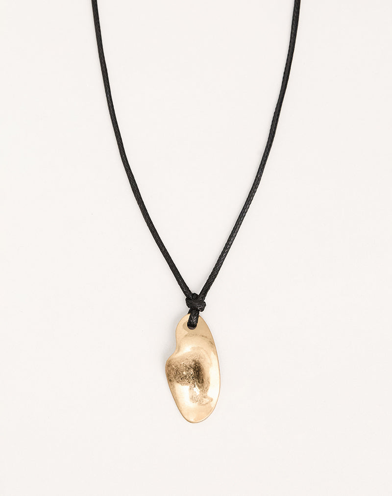 Black Wrap Cord Necklace with Gold Plated Pendant
