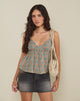Image of Bluebell Cami Top in Blue and Brown Floral Bohemian Batik 