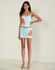 Image of Nisrin Mini Skirt in Blue with Orange Flower