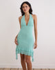 Image of Bovlin Mini Dress in Mesh Aqua with Ruffle Hem