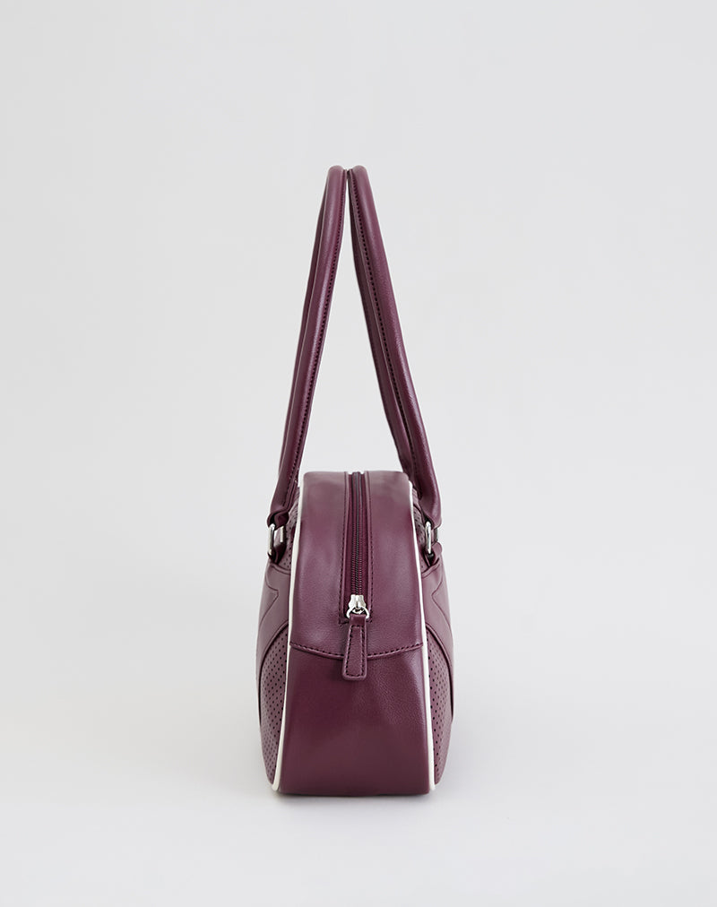 Image of Bowler Bag in Cream and Burgundy