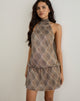 Image of Briani Halterneck Dress in Check Plisse Brown
