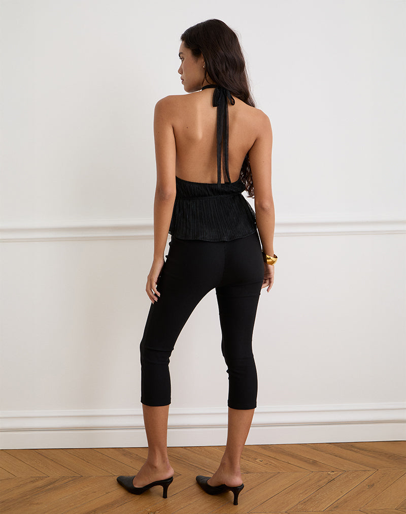 Image of Brienne Top in Chiffon Plisse Black with Lining