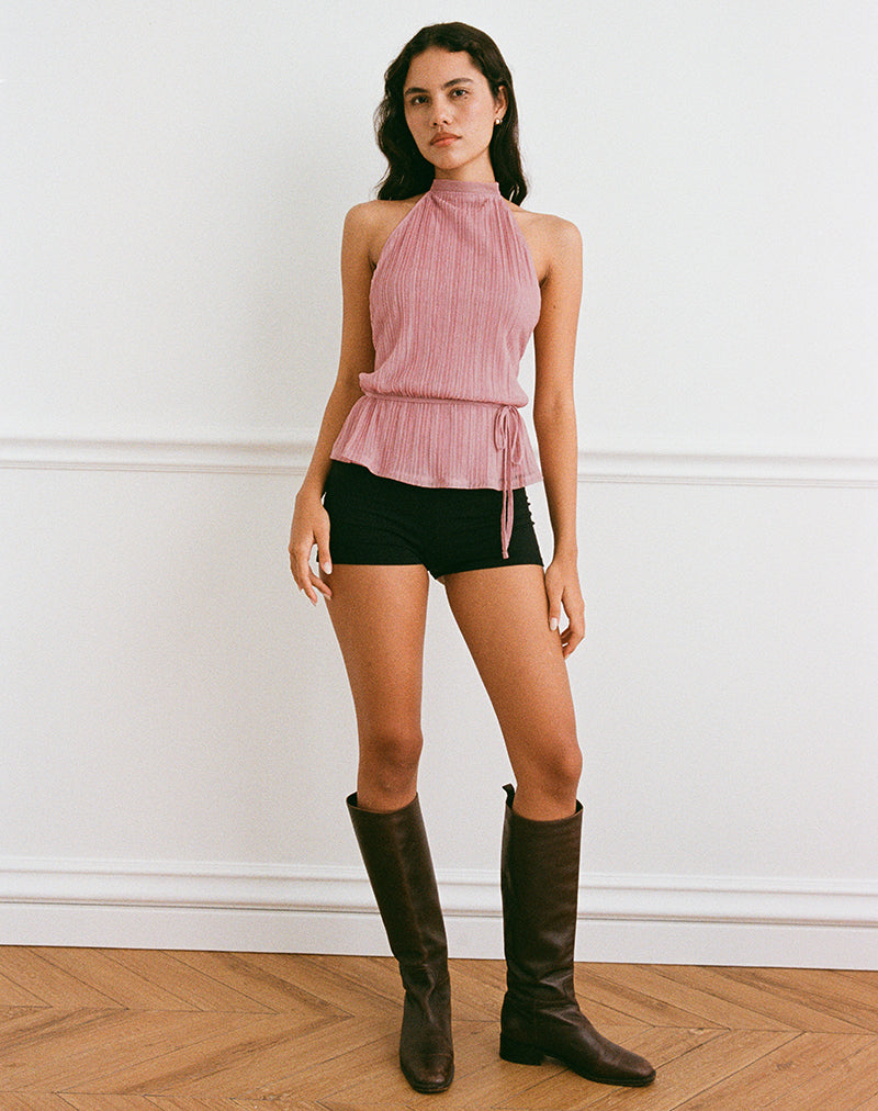 Image of Brienne Top in Chiffon Plisse Pink