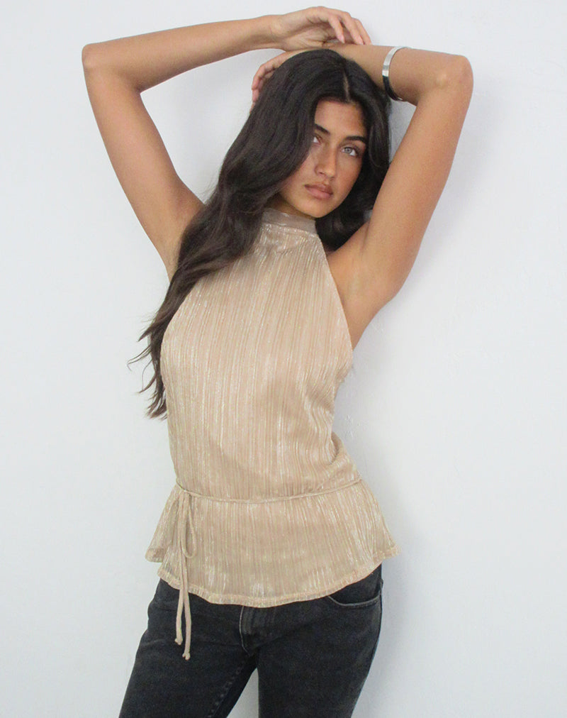 Image of Brienne Top in Shimmer Plisse Champagne