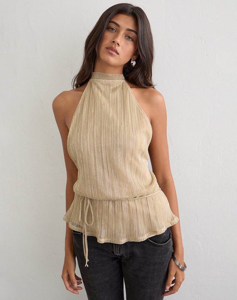 Image of Brienne Top in Shimmer Plisse Champagne