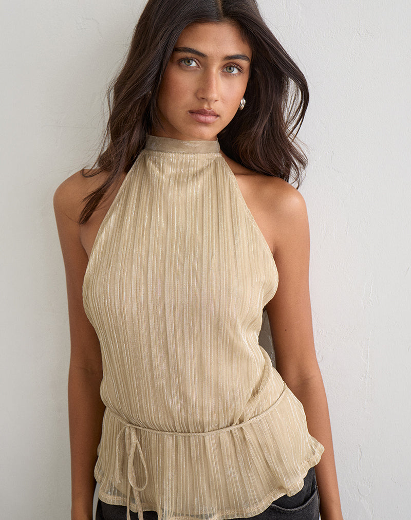Image of Brienne Top in Shimmer Plisse Champagne