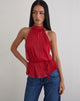 Image of Brienne Top in Shimmer Plisse Red