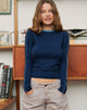 Image of Bonija Long Sleeve Top in Navy Faded Denim
