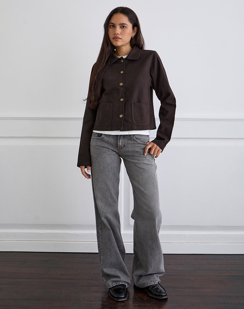 Image of Calva Boxy Jacket in Chocolate Brown