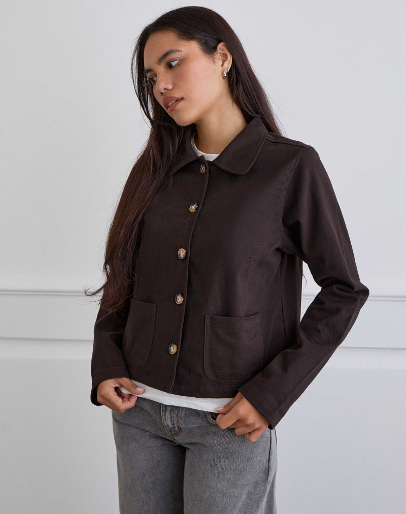 Image of Calva Boxy Jacket in Chocolate Brown