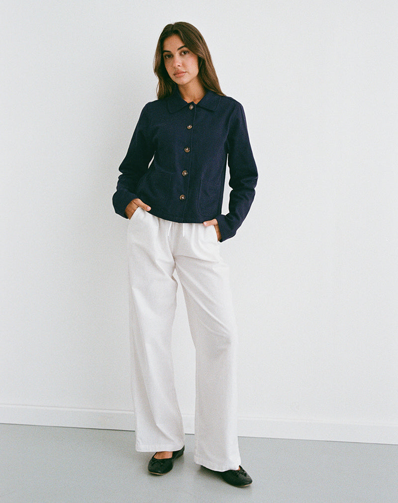 Calva Boxy Jacket in Dark Navy