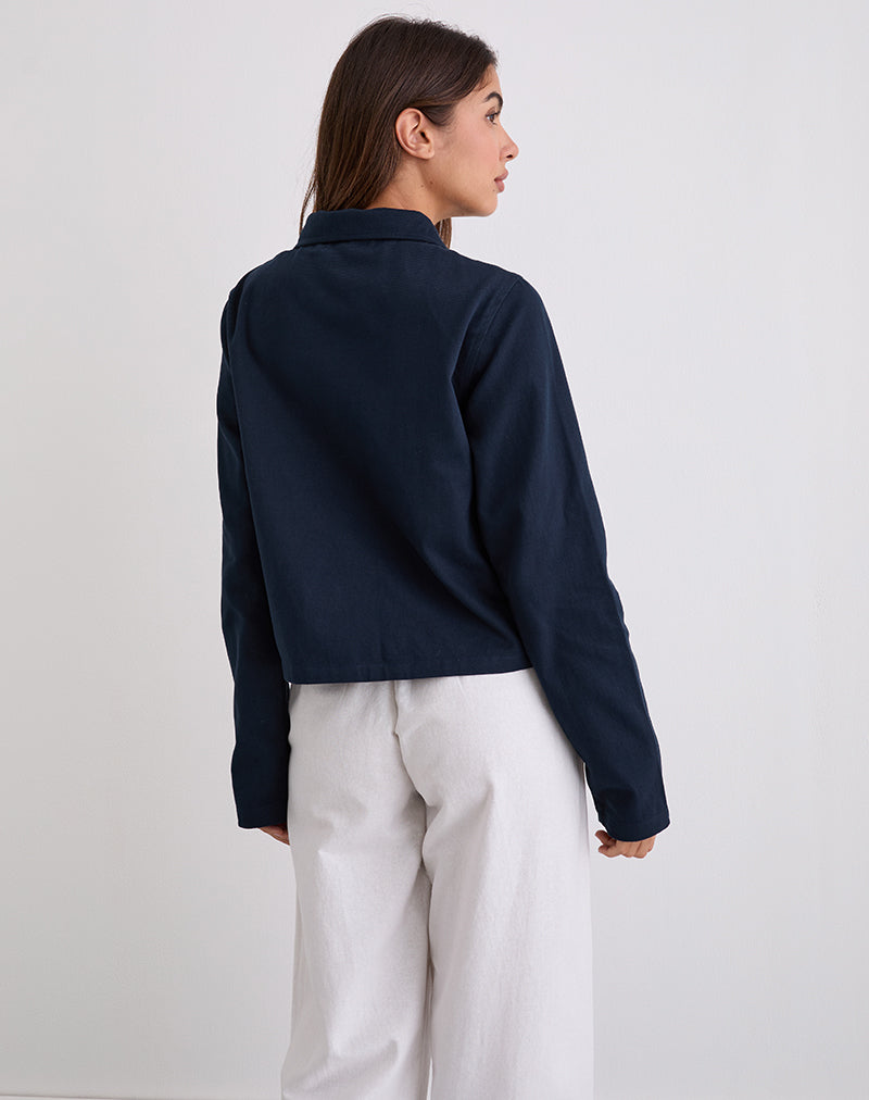 Image of Calva Boxy Jacket in Dark Navy