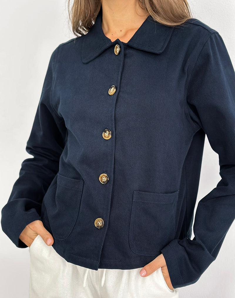 Image of Calva Boxy Jacket in Dark Navy