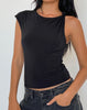 Image of Cambrie Asymmetrical Sleeveless Top in Black