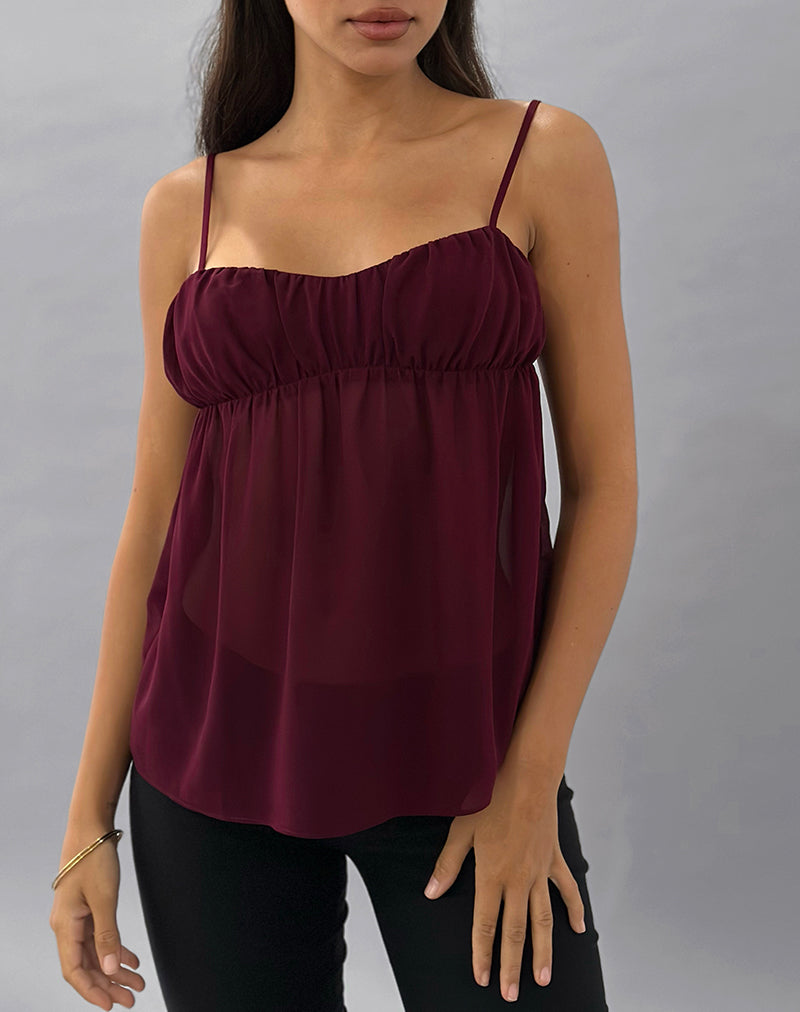 Burgundy Chiffon Cami Top | Camden – motelrocks.com