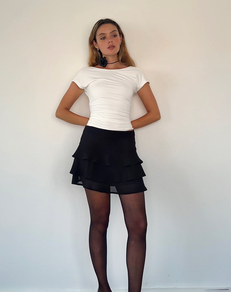 Black Ruffle Mini Skirt Camigo motelrocks