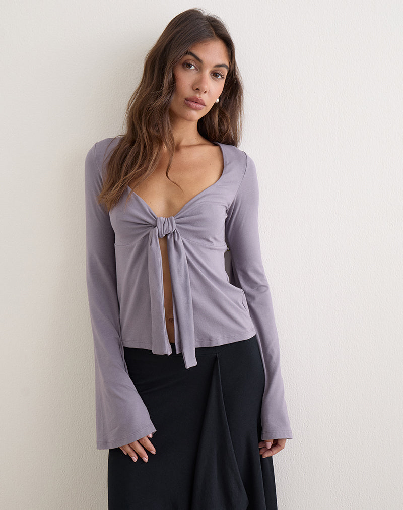 Image of Carina Long Sleeve Top in Jersey Grey Lavender