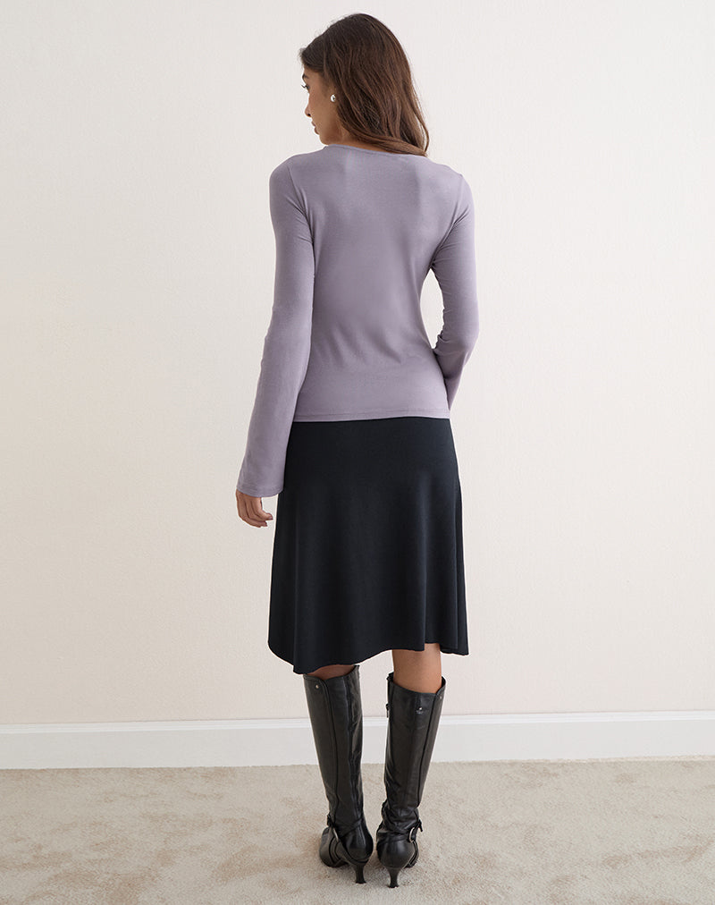 Image of Carina Long Sleeve Top in Jersey Grey Lavender