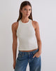 Image of Cariter Racer Vest Top in Ribbed Off White