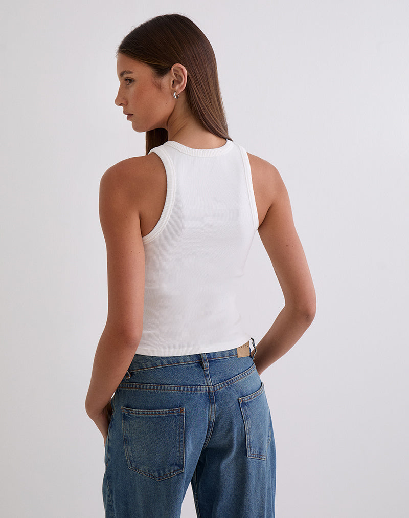 Image of Cariter Racer Vest Top in Ribbed Off White