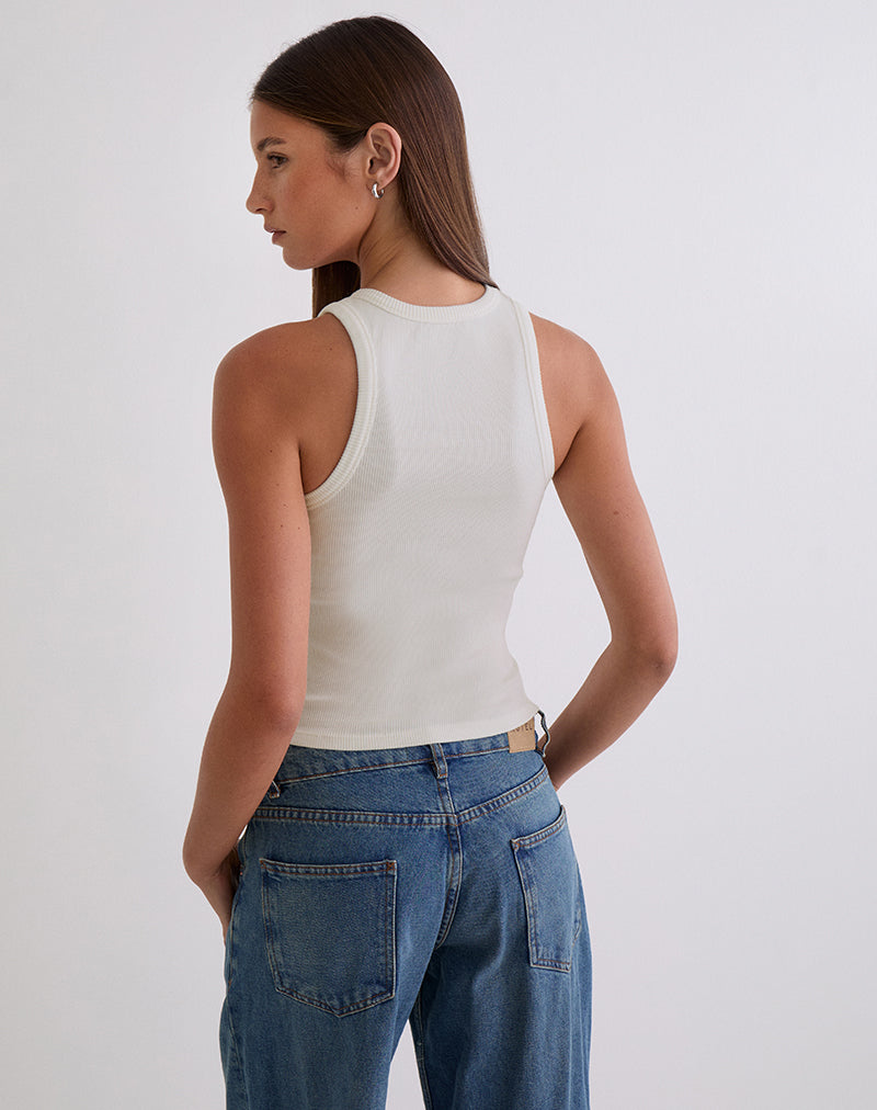 Image of Cariter Racer Vest Top in Ribbed Off White