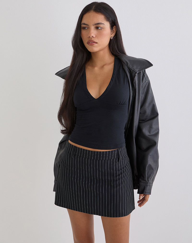 Carlin Mini Skirt in Tailoring Pinstripe Black
