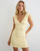 Image of Carmila Gathered Mini Dress in Jersey Lemon