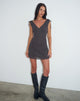 Image of Carmila Gathered Mini Dress in Minimal Flower Dark Grey