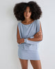 Image of Carola Cut Out Arms Mini Dress in Shimmer Blue