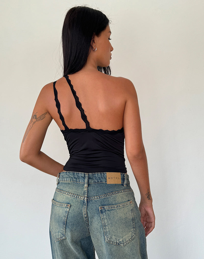 Image of Carolina One Shoulder Top in Black