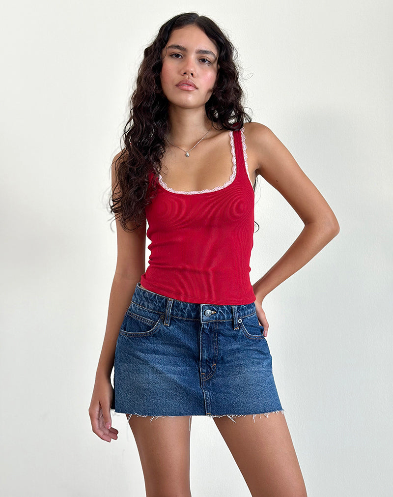 Adrenaline Red Top with Pink Lace | Cartas – motelrocks.com