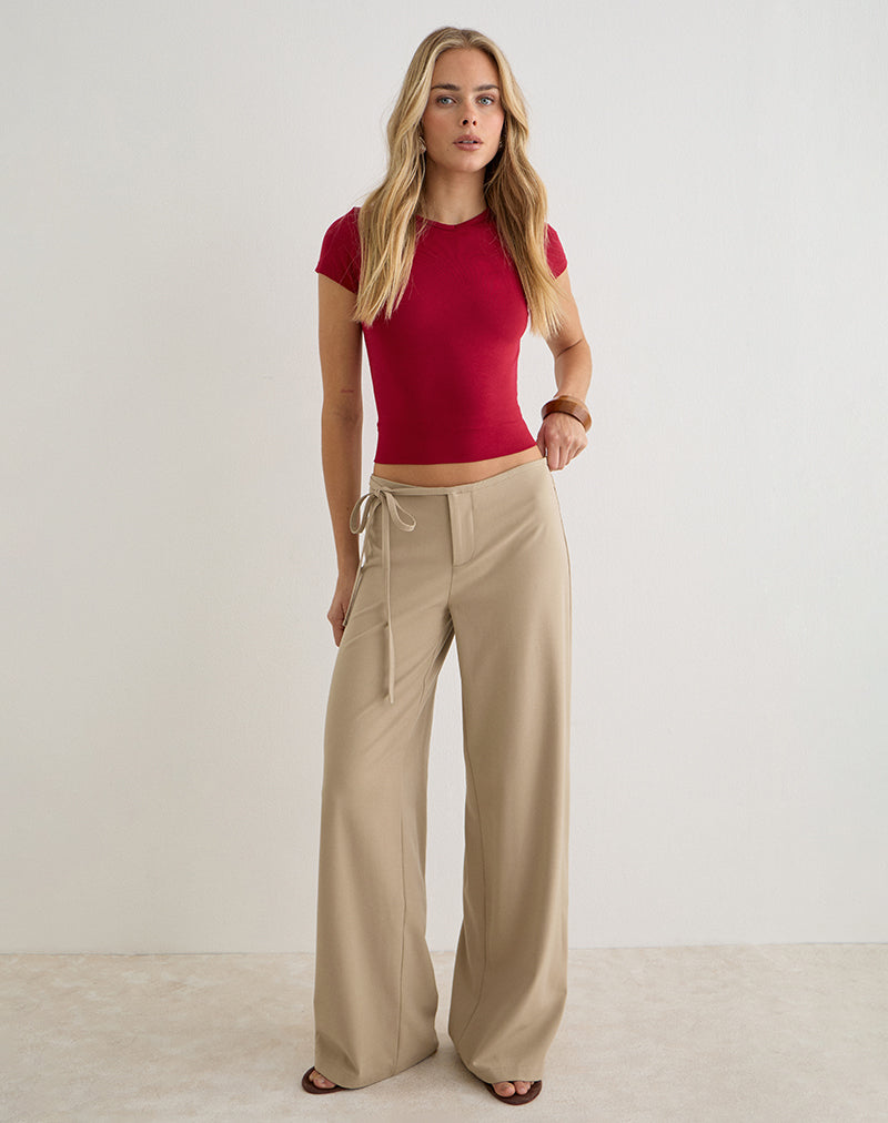 Image of Diomira Trouser in Beige with Tie