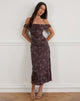 Image of Catrin Midi Dress in Doodle Flower Flock Brown
