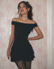 image of Aella Bardot Ruffle Dress in Black
