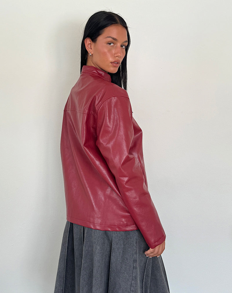 Image of Charlize Moto Jacket in PU Red