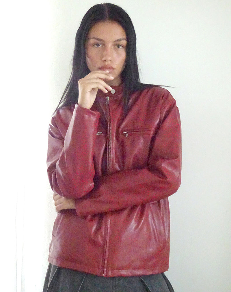 Image of Charlize Moto Jacket in PU Red