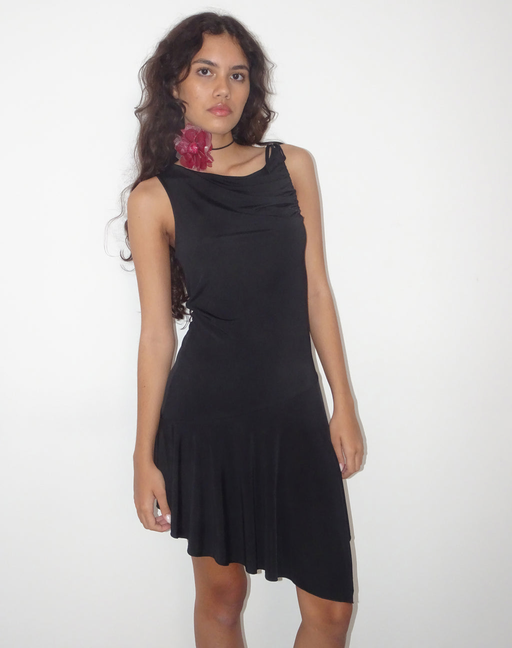 Chaya Slinky Mini Dress in Black