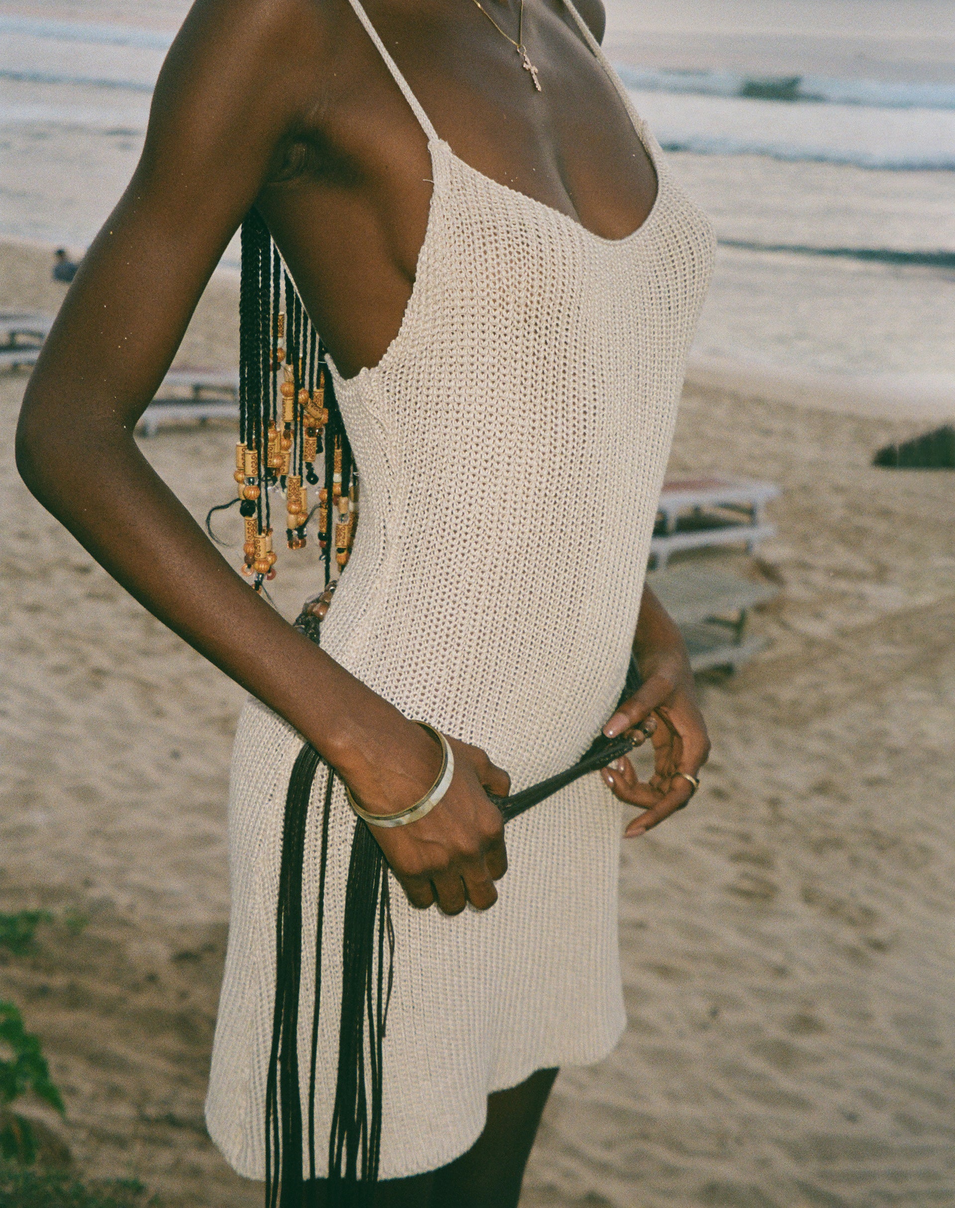 Image of Chiara Knitted Mini Dress in Neutral