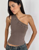 Image of Chivago Cross Lace Up Top in Coffee Quartz