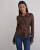 Image of Christabel Shirt in Chiffon Mix Brown Stripe