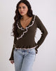 Image of Christella Top in Dark Chocolate with Pink