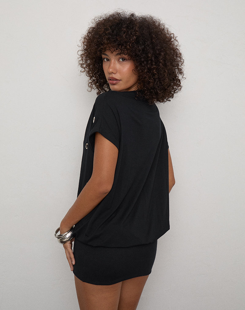 Image of Chukaya Dress with Eyelets in Rayon Jersey Black
