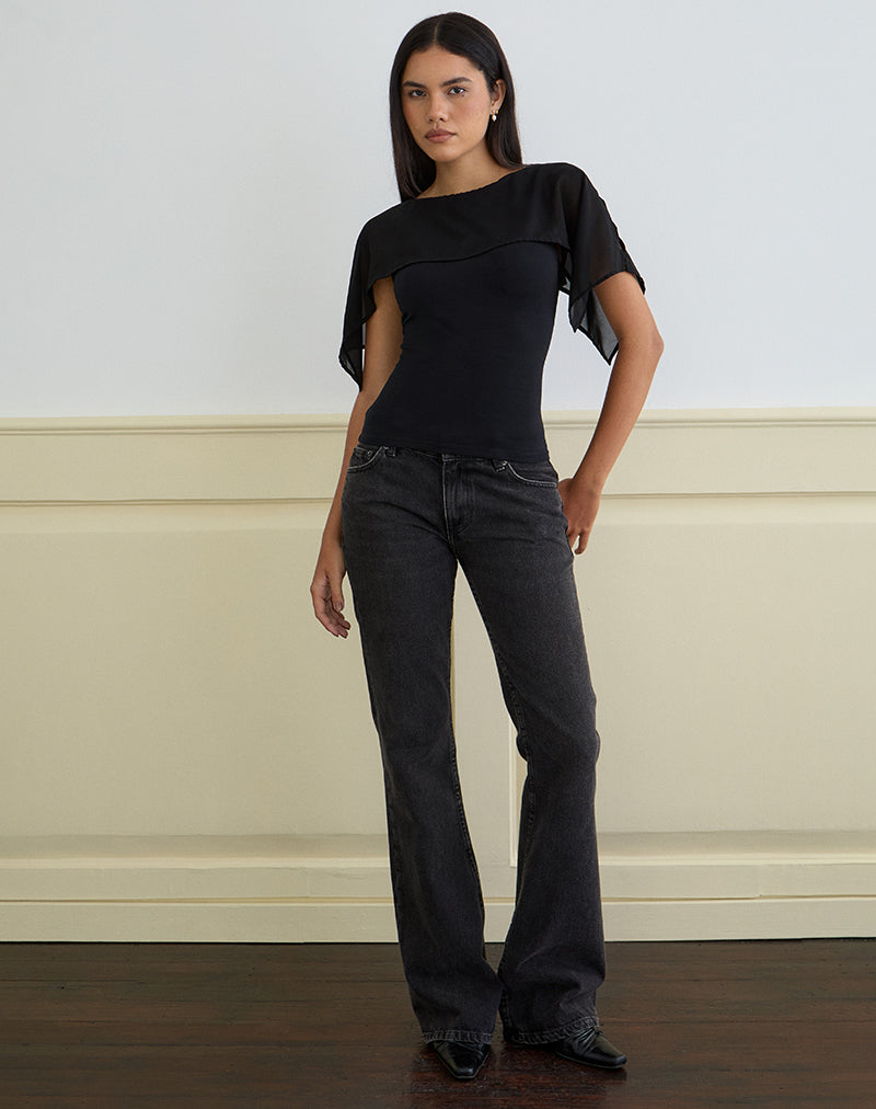 Image of Cirata Top in Rayon Jersey Chiffon Black