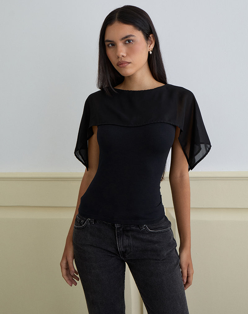 Image of Cirata Top in Rayon Jersey Chiffon Black