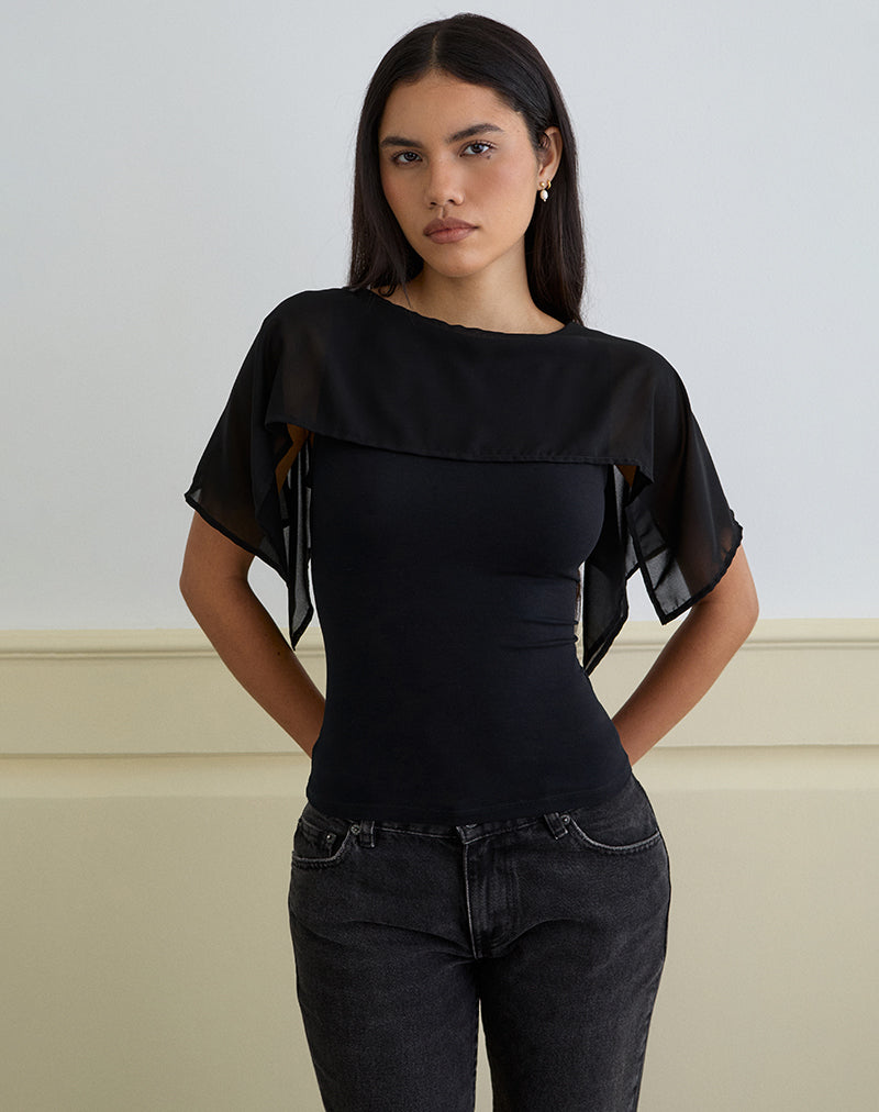 Image of Cirata Top in Rayon Jersey Chiffon Black
