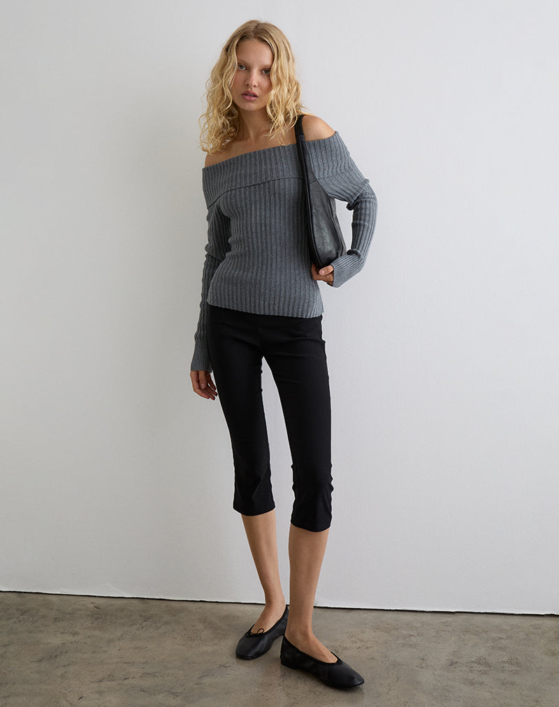 Image of Circe Knitted Bardot Jumper in Grey
