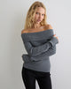 Image of Circe Knitted Bardot Jumper in Grey