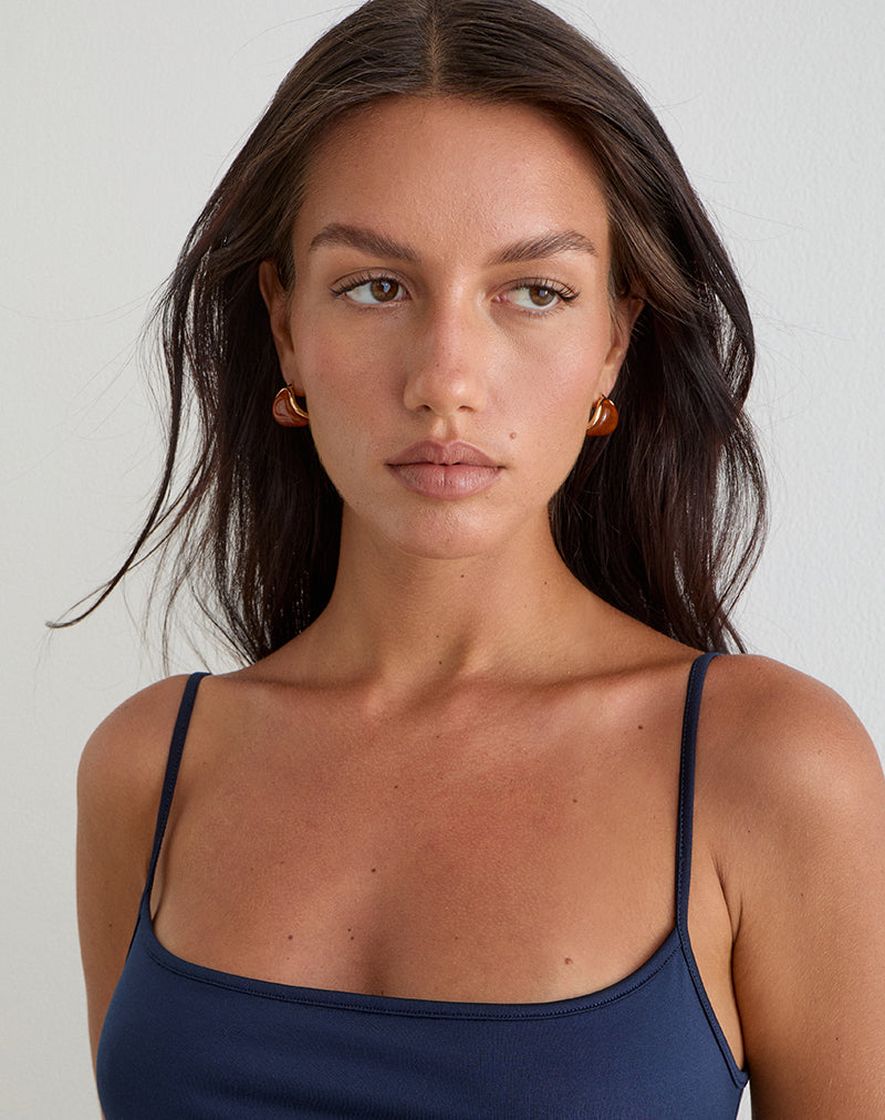 Circular Brown Acrylic Stud Earrings
