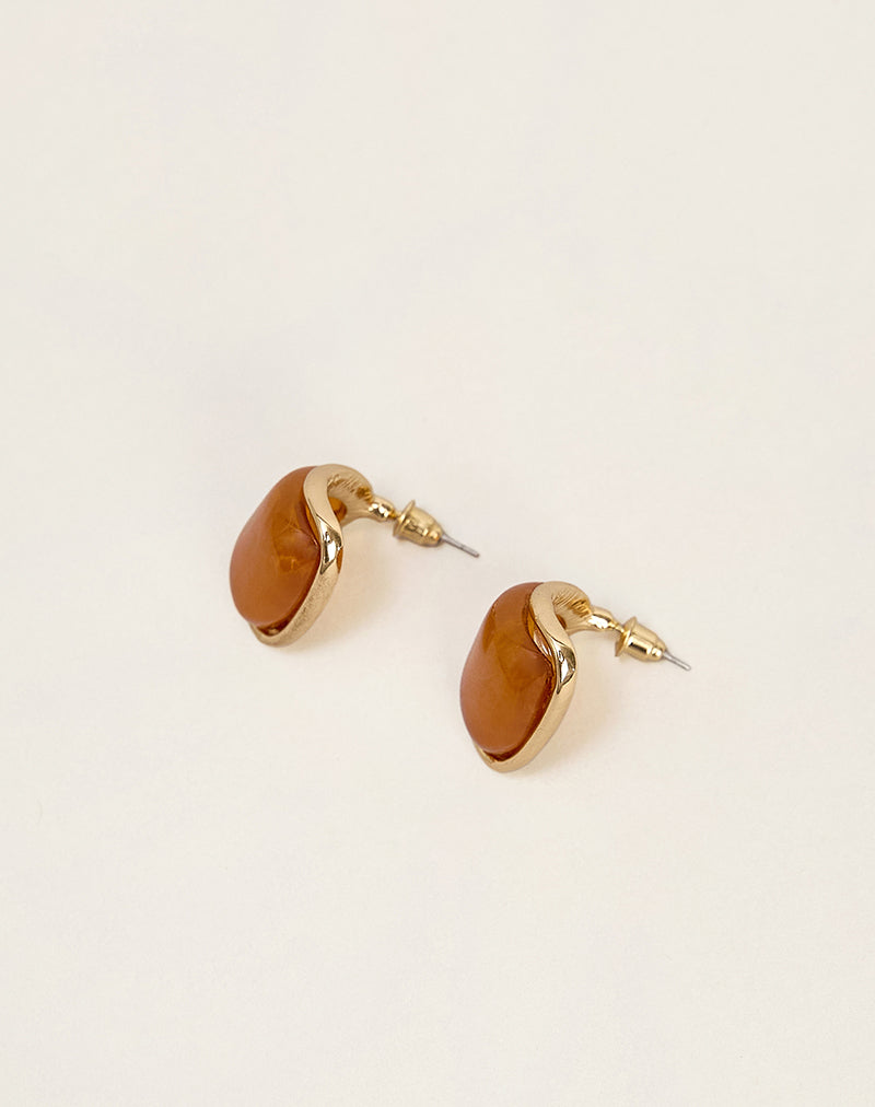 Image of Circular Brown Acrylic Stud Earrings